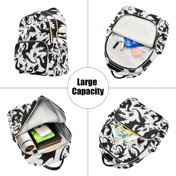 9577 Mini Backpack Silhouette Dragon Mini Backpack Purse Lightweight Small